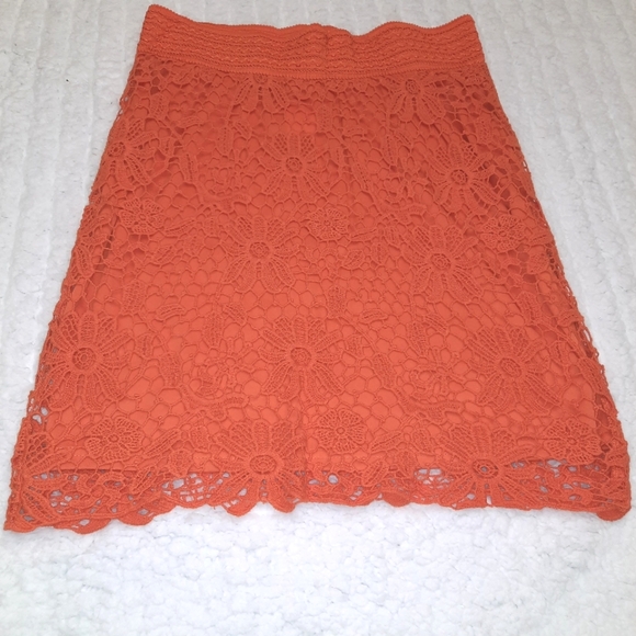 Orange lace midi skirt with lining - Picture 10 of 11